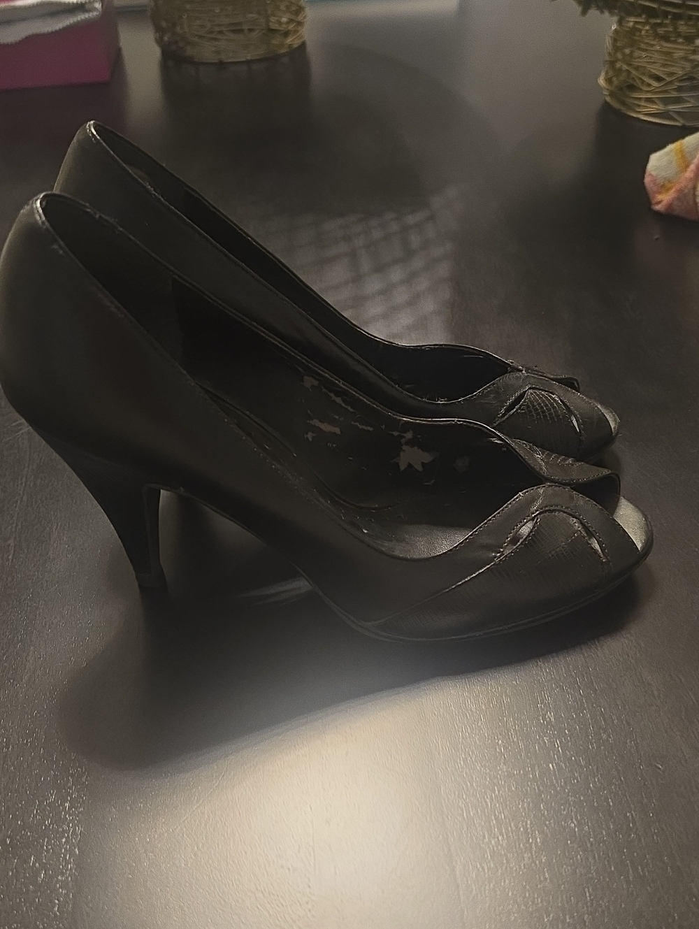 Gianni Bini Black Peep-Toe Heels